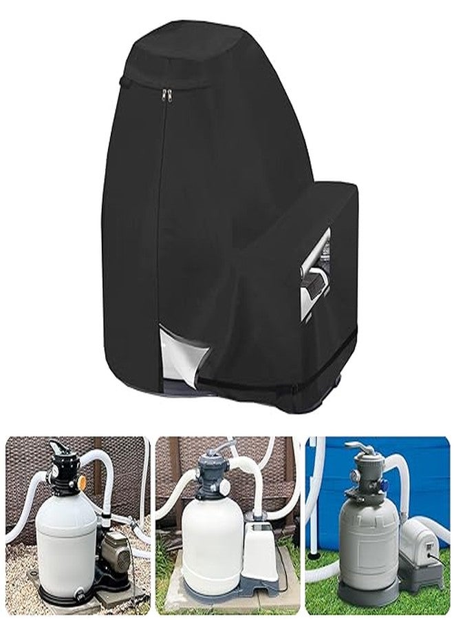 Bitubi Sand Filter Pump Cover,Waterproof Anti-UV Above Ground Pool Pump Cover,Suitable for Most Popular Brands Sand Filter on Market (Black) - Image 1
